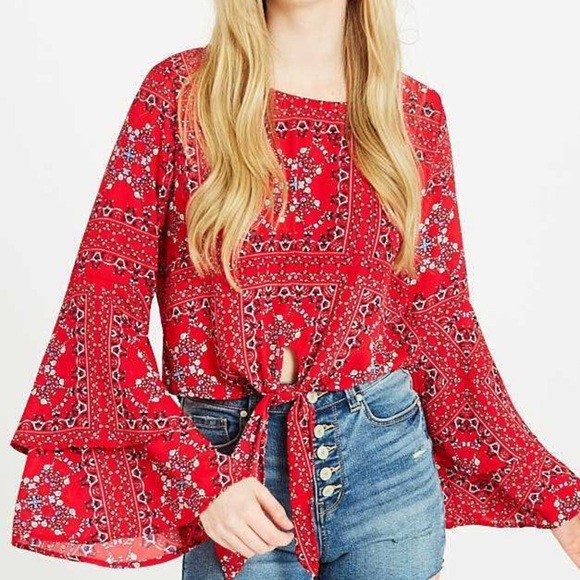 Red Boho Chic Crop Top - Picture 1 of 5